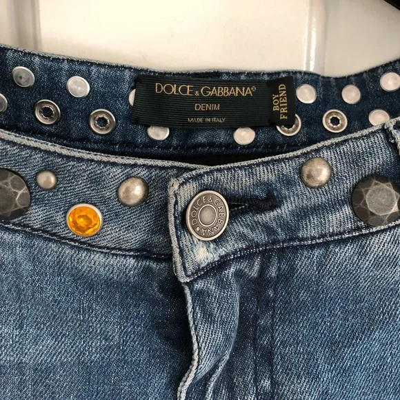 Dolce & Gabbana Blue Boyfriend Jeans with Colorful Embellishments - Picture 4 of 8